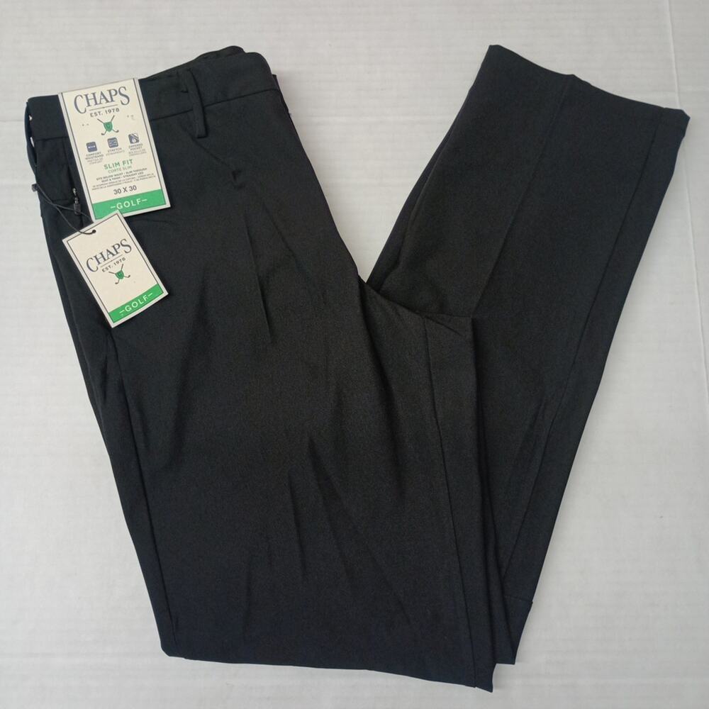 Chaps Golf Slim Fit Pants Mens 30x30 Black Stretch Waistband